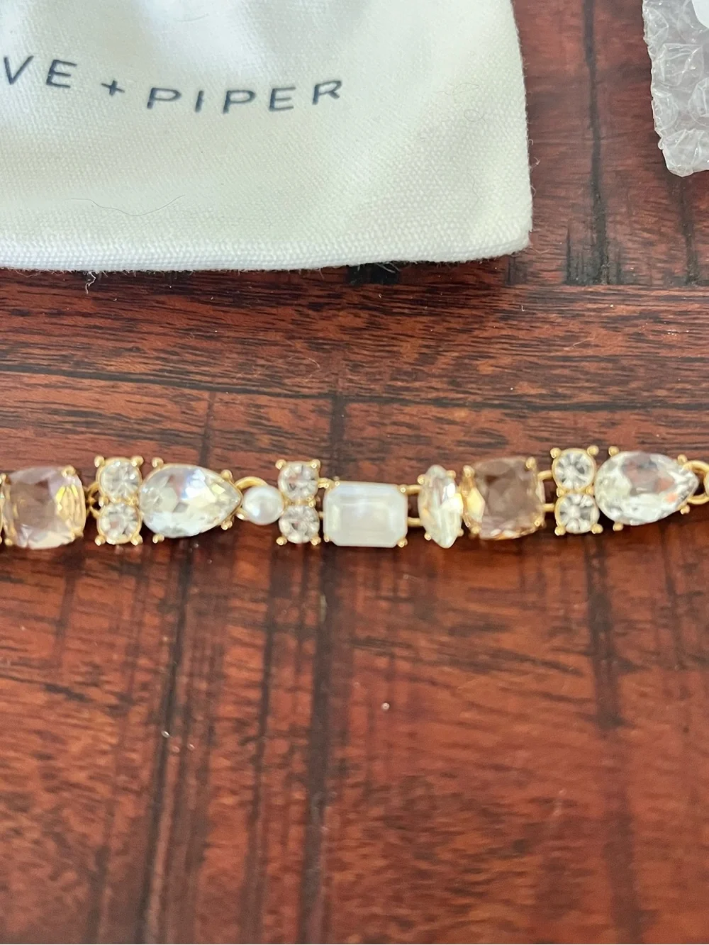 Olive + Piper Loraine Bracelet. Gold and Crystal Bracelet. Only worn once.